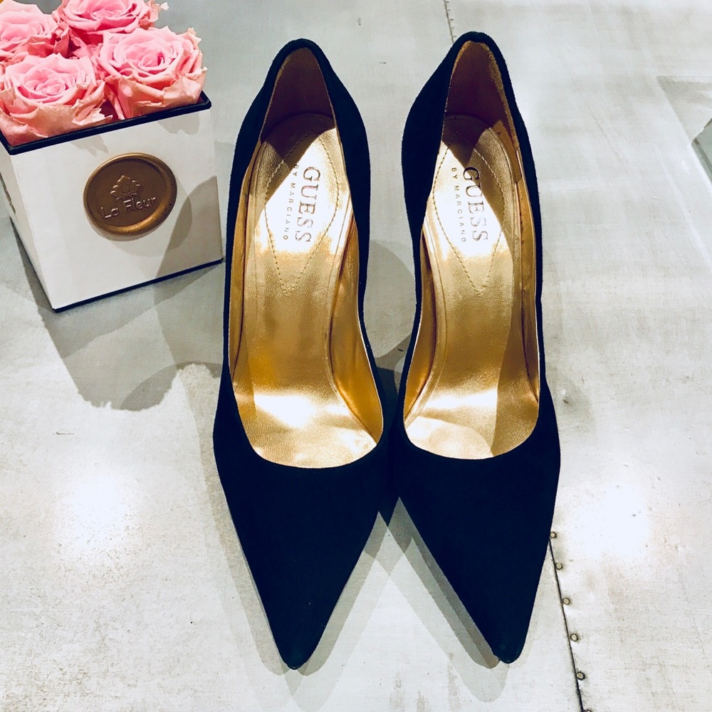 Guess by Marciano Black Carrie Suede Heels Pump
